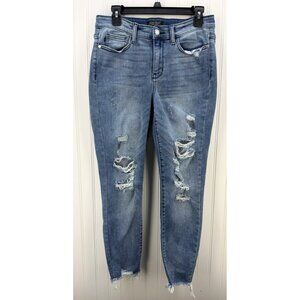 Judy Blue Jeans Womens 9/29 Blue Skinny Distressed Stretch Denim Jeans w/ Holes